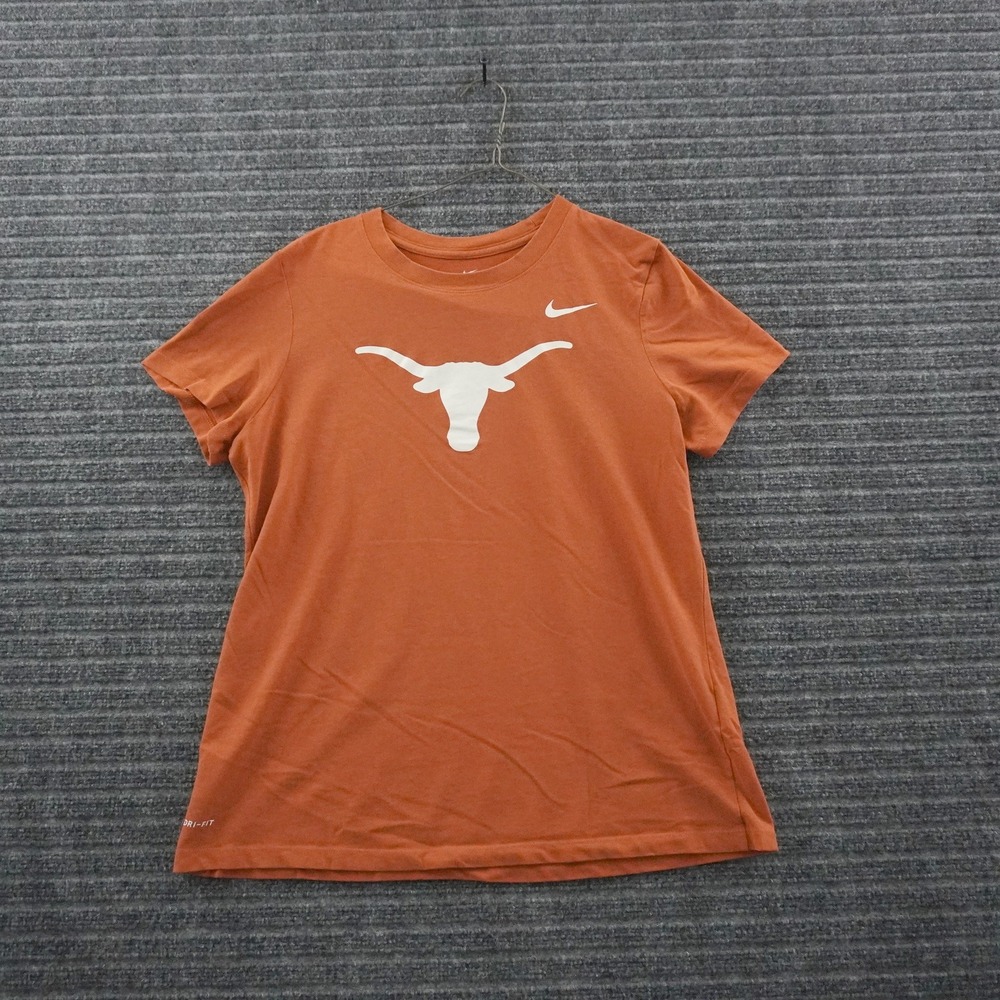 Nike Texas Longhorns T-Shirt Women Large Orange Dri-FIT Short Sleeve Tee